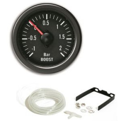 MANOMETRE PRESSION TURBO BOOST -1 A 2 BARS MANO Ø 52 MM FOND NOIR OLDTIMER MANO