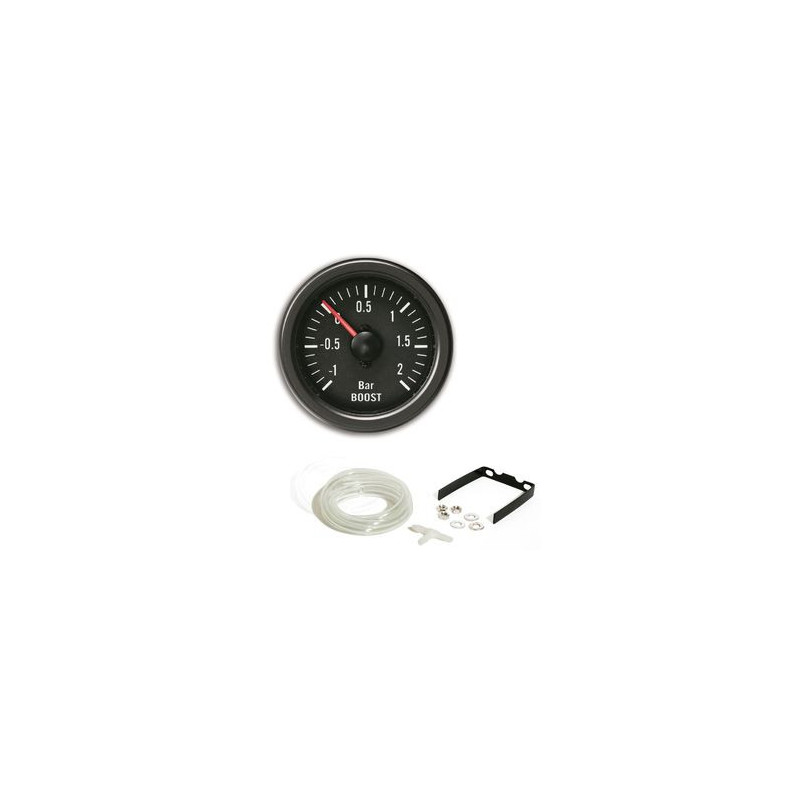MANOMETRE PRESSION TURBO BOOST -1 A 2 BARS MANO Ø 52 MM FOND NOIR OLDTIMER MANO