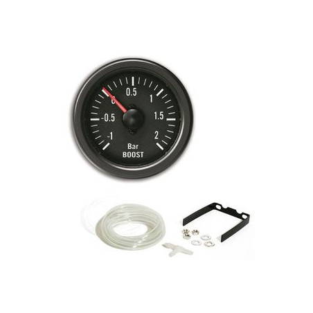 MANOMETRE PRESSION TURBO BOOST -1 A 2 BARS MANO Ø 52 MM FOND NOIR OLDTIMER MANO