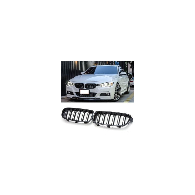 CALANDRE BMW SERIE 3 F30 F31 BERLINE TOURING 2011- NOIRE BRILLANT GRILLE DOUBLE