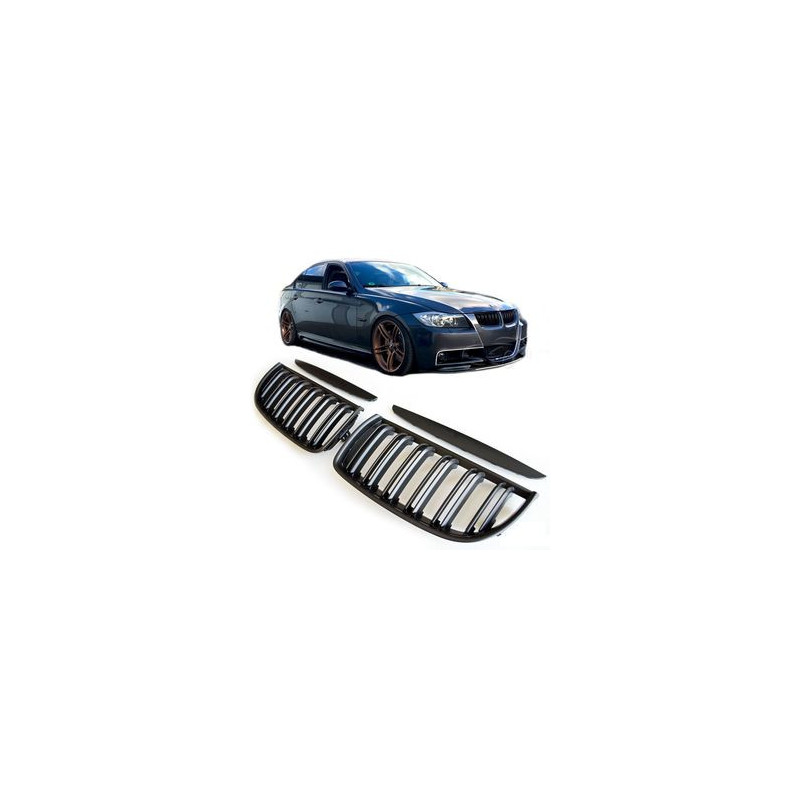 CALANDRE BMW SERIE 3 E90 BERLINE 9/2004-8/2008 NOIRE MAT HARICOT GRILLE DOUBLE