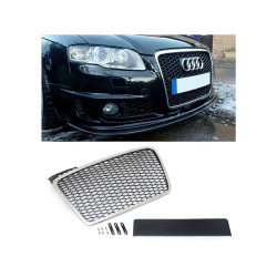 CALANDRE NID D'ABEILLE SPORT NOIR ET CHROME AUDI A4 B7 DE 11.2004 A 02.2009