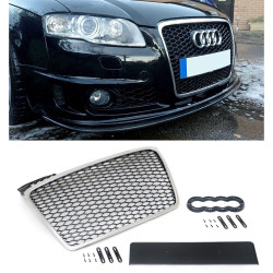 CALANDRE NID D'ABEILLE SPORT NOIR ET CHROME AUDI A4 B7 DE 11.2004 A 02.2009